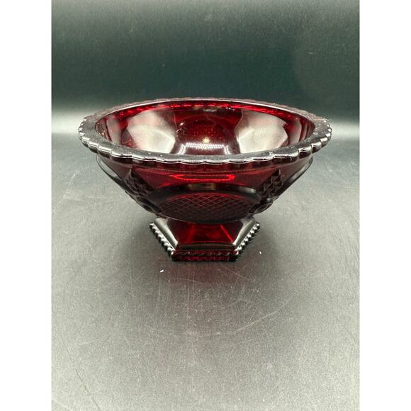 Vintage Avon Cape Cod Ruby Red Footed Pedestal Bowl-Candy or Nut Dish - Picture 1 of 8
